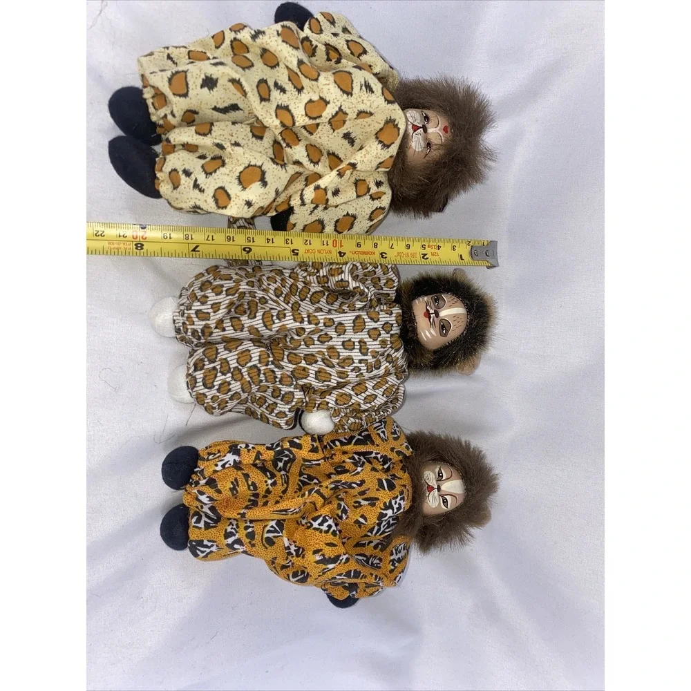 VINTAGE Adorable Ceramic Painted Face Cat Dolls Springford Inc. RARE Leopard